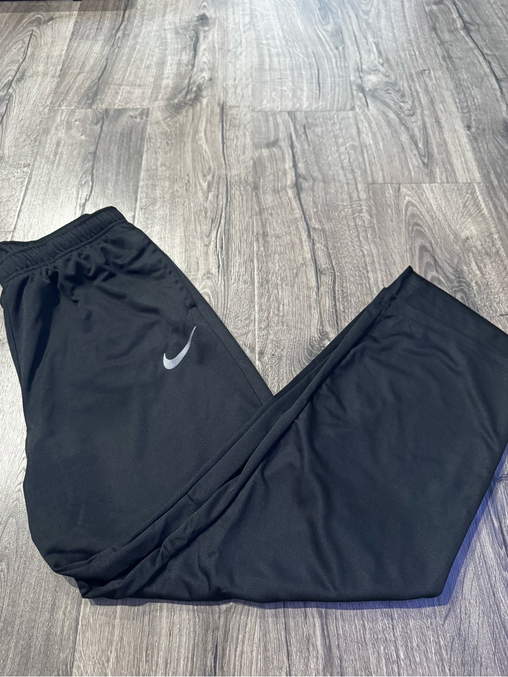 Nike Black Dri-FIT Athletic Pants with Swoosh tapered leg training men size XL